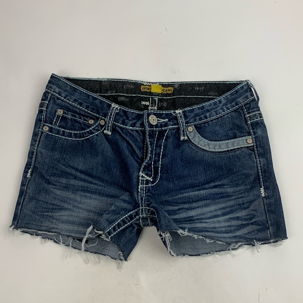 Iron Horse Denim Jean Shorts Size 6 Distressed Raw hem Cotton Pockets